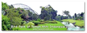 Go inside the giant domes of the Bird Park at Taman Mini Indonesia Indah and see the exotic birds from all over Indonesia
