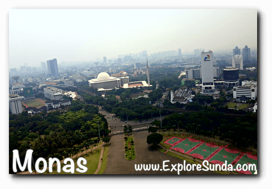 View from the observation deck of Monas, you can easily spot Istiqlal mosque by its dome. View from the observation deck of Monas, you can easily spot Istiqlal mosque by its dome.