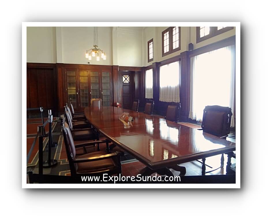 A former meeting room, fully furnished with classic furnitures made of solid teak wood in Museum Bank Indonesia.