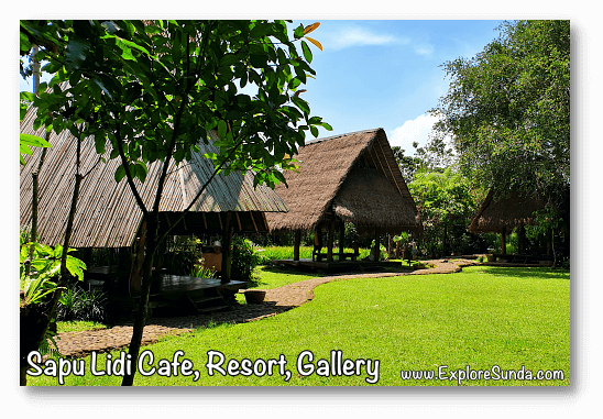 Dine-in in saung (huts) in Sapu Lidi Cafe, Resort, and Gallery in Cihideung, Lembang Bandung.