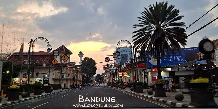 Sunset at Asia Afrika street in downtown Bandung. Sunset at Asia Afrika street in downtown Bandung.