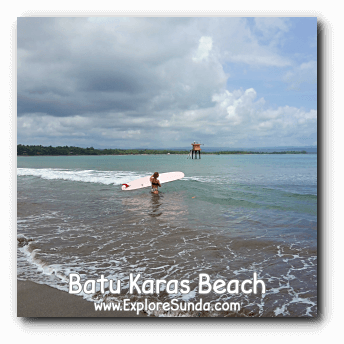 Batu Karas near Pangandaran is a to go place for surfing.