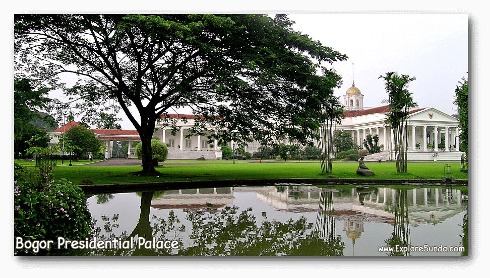The backyard of Istana Bogor with its famous water lilies pond and the sculpture of Little Mermaid, a gift from Denmark.