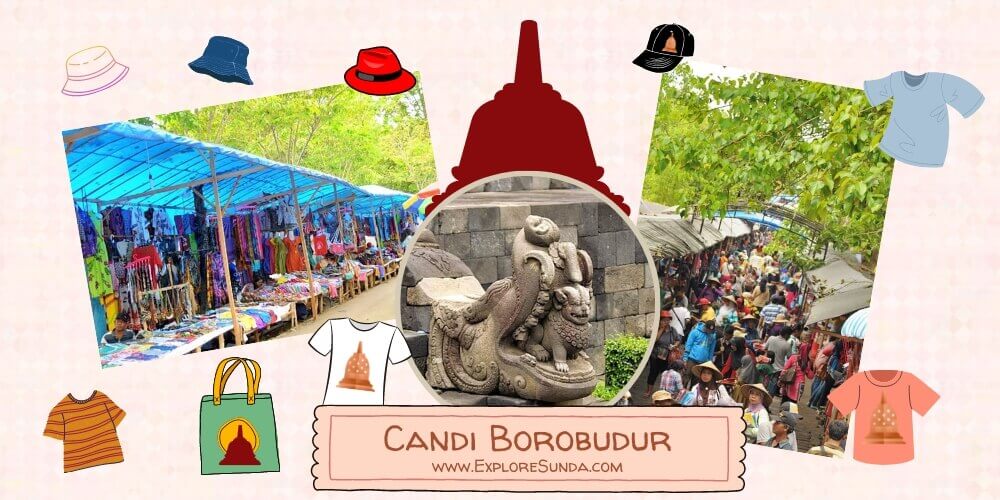 Shopping at Borobudur Temple's souvenir market.