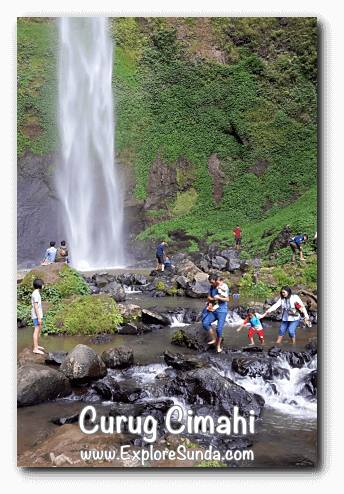 People play water at the pool of Curug Cimahi, the Rainbow Waterfall, at Cisarua Lembang. People play water at the pool of Curug Cimahi, the Rainbow Waterfall, at Cisarua Lembang.