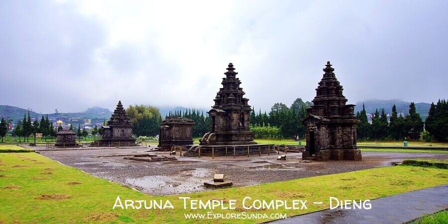 The five temples in Candi Arjuna Complex: Sembadra, Puntadewa, Srikandi, Arjuna, and Semar Temple. The five temples in Candi Arjuna Complex: Sembadra, Puntadewa, Srikandi, Arjuna, and Semar Temple.