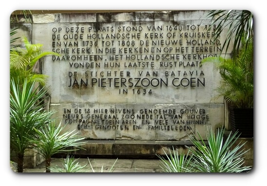 Tombstone of Governor General Jan Pieterszoon Coen in Museum Wayang Tombstone of Governor General Jan Pieterszoon Coen in Museum Wayang