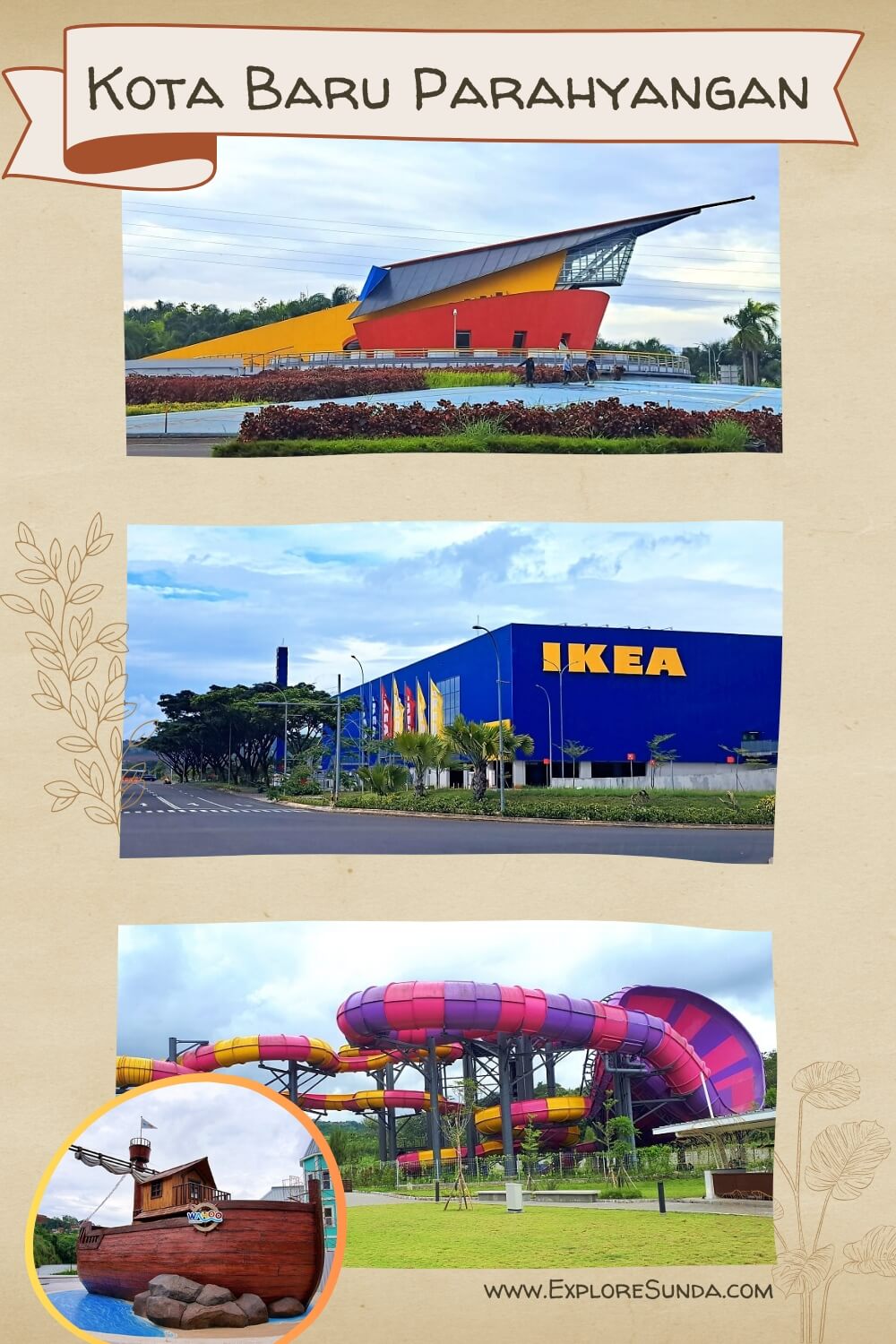 Things to do in Kota Baru Parahyangan, Bandung: from learning science in Puspa Iptek Sundial to go water-sliding in Wahoo Waterworld and relaxing in Tepi Danau.