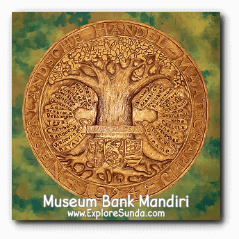 The logo of NHM (Nederlandsche Handel-Maatschappij), the predecessor of Mandiri Bank. It is displayed in Museum Bank Mandiri at Kota Tua Jakarta.