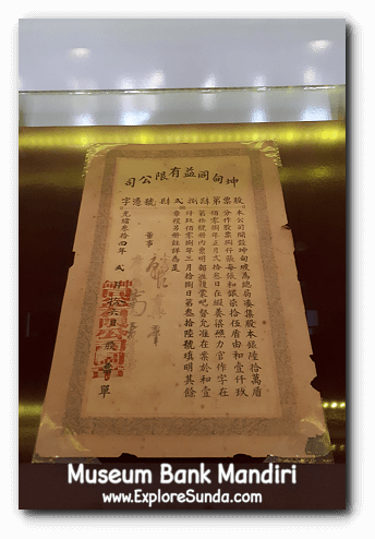 A Chinese written stock as one of the display in Museum Bank Mandiri at Kota Tua Jakarta.