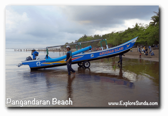 Fishermen in Pangandaran present time: they put 2 wheels under their boat so they can push it from the shoreline to the dry shore and vice versa. What a clever idea! Fishermen in Pangandaran present time: they put 2 wheels under their boat so they can push it from the shoreline to the dry shore and vice versa. What a clever idea!