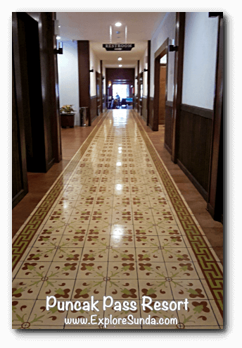 The classic tiles in the corridor of Puncak Pass Resort