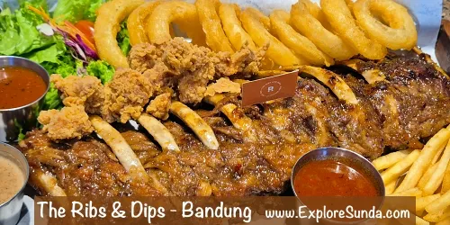 Pork ribs with their side dishes from The Ribs and Dips Bandung.