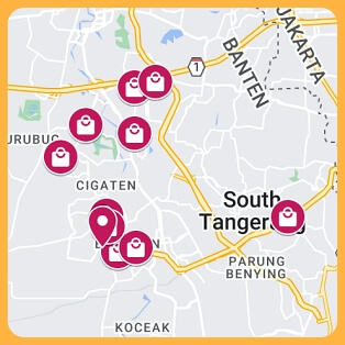 Maps of shopping malls in South Tangerang