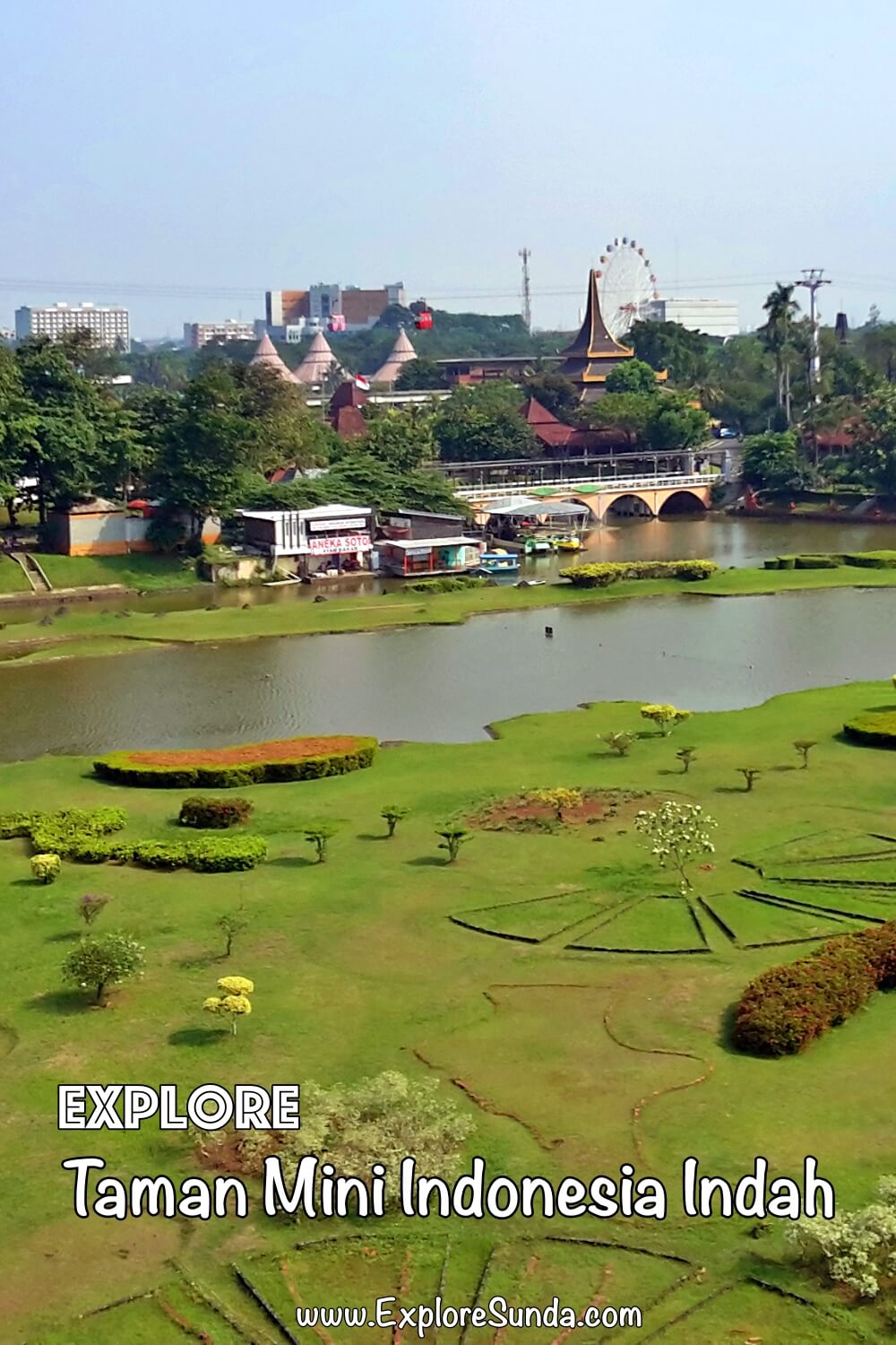 View of Plaza Arsipel [the miniature of Indonesia Archipelago] from a cable car | Taman Mini Indonesia Indah, Jakarta | #ExploreSunda