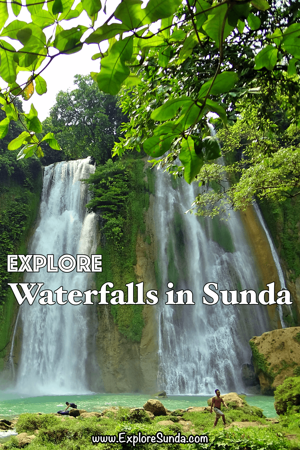 Explore the many magnificent waterfalls in the land of Sunda: Curug Cikaso, Curug Cilember, Curug Cimahi (the Rainbow Waterfall), Curug Cibogo, etc. | #ExploreSunda
